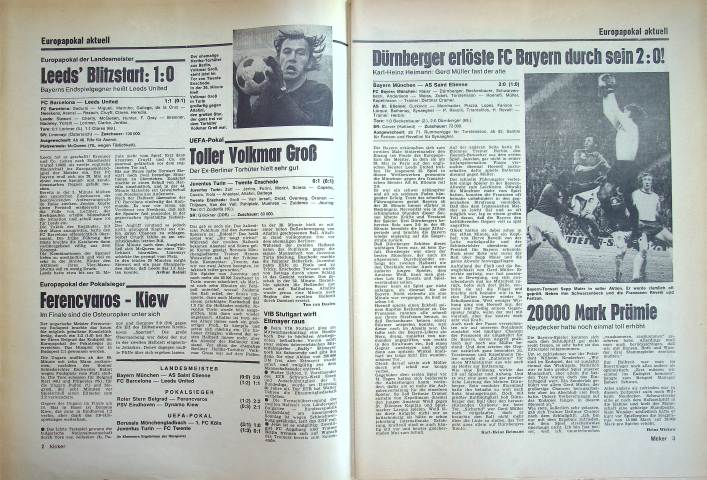 Inhaltsverzeichnis Kicker 33/1975