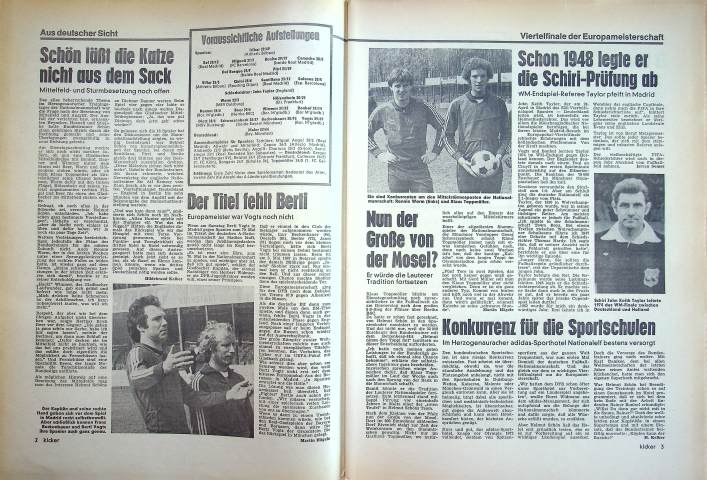 Inhaltsverzeichnis Kicker 33/1976