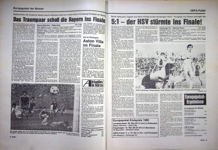 Inhaltsverzeichnis Kicker 33/1982