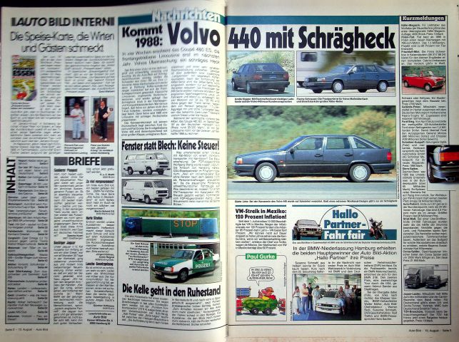 Inhaltsverzeichnis Auto Bild 33/1987
