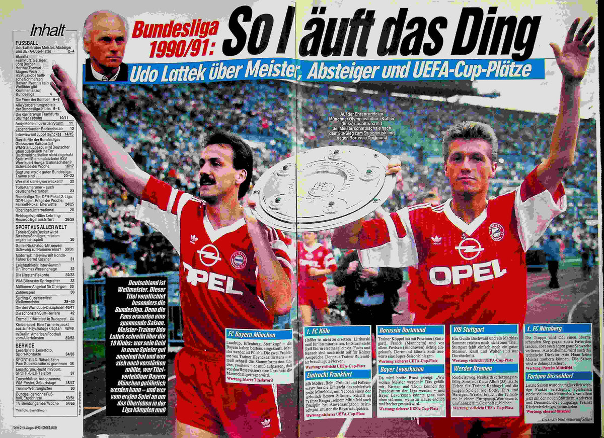 Inhaltsverzeichnis Sport Bild 33/1990