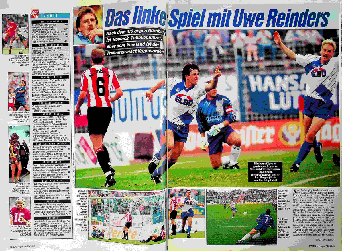 Inhaltsverzeichnis Sport Bild 33/1991