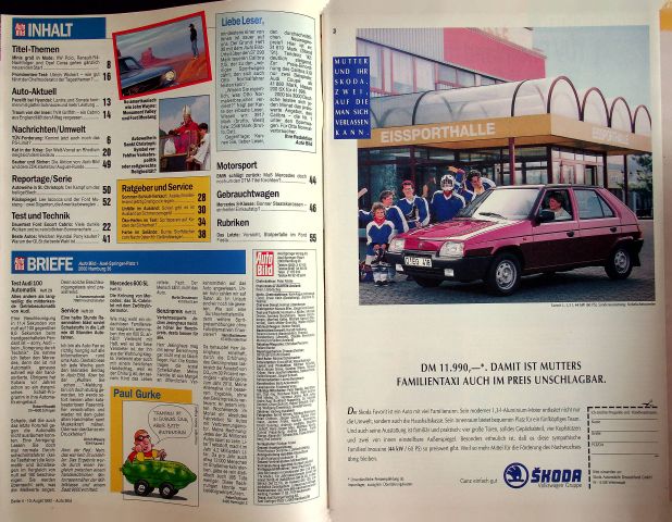 Inhaltsverzeichnis Auto Bild 33/1992