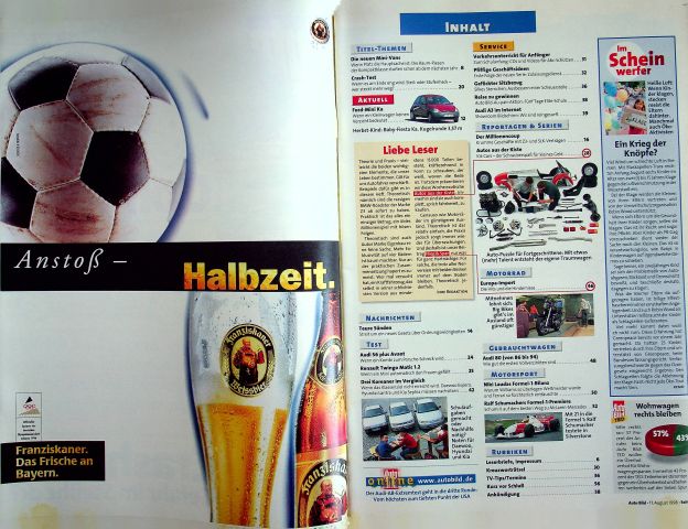 Inhaltsverzeichnis Auto Bild 33/1996