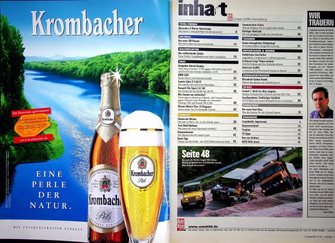Inhaltsverzeichnis Auto Bild 33/2000