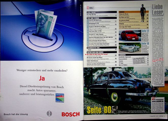 Inhaltsverzeichnis Auto Bild 33/2001
