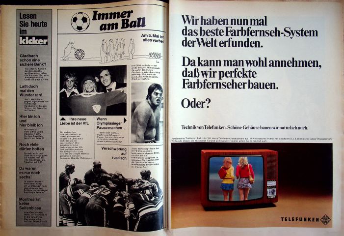 Inhaltsverzeichnis Kicker 34/1973