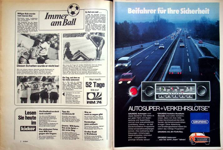 Inhaltsverzeichnis Kicker 34/1974