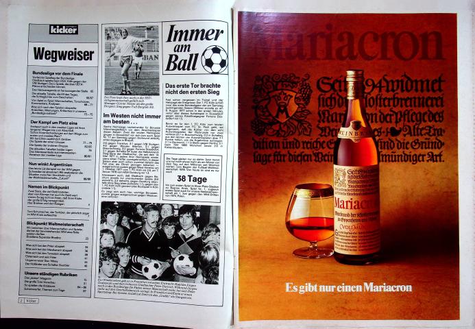 Inhaltsverzeichnis Kicker 34/1978