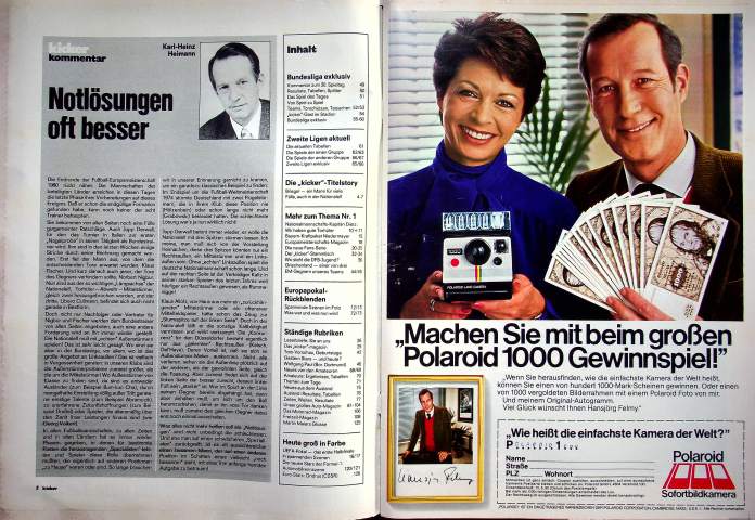Inhaltsverzeichnis Kicker 34/1980