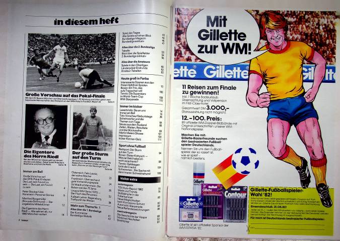 Inhaltsverzeichnis Kicker 34/1982