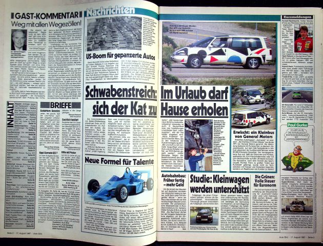 Inhaltsverzeichnis Auto Bild 34/1987