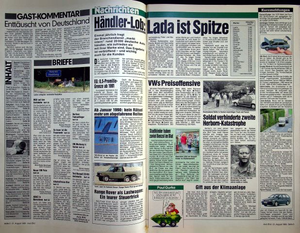 Inhaltsverzeichnis Auto Bild 34/1989