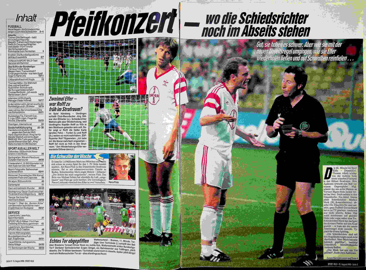 Inhaltsverzeichnis Sport Bild 34/1990
