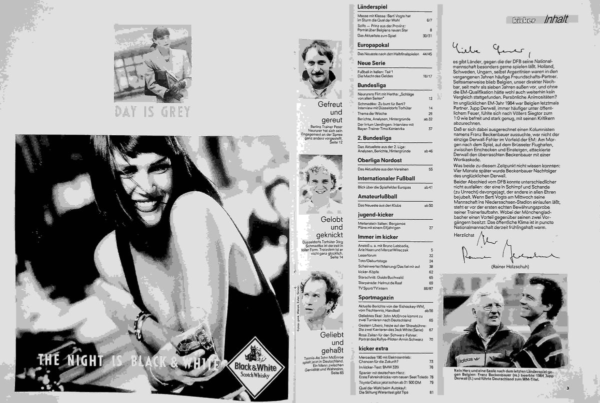 Inhaltsverzeichnis Kicker 34/1991