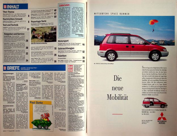Inhaltsverzeichnis Auto Bild 34/1992