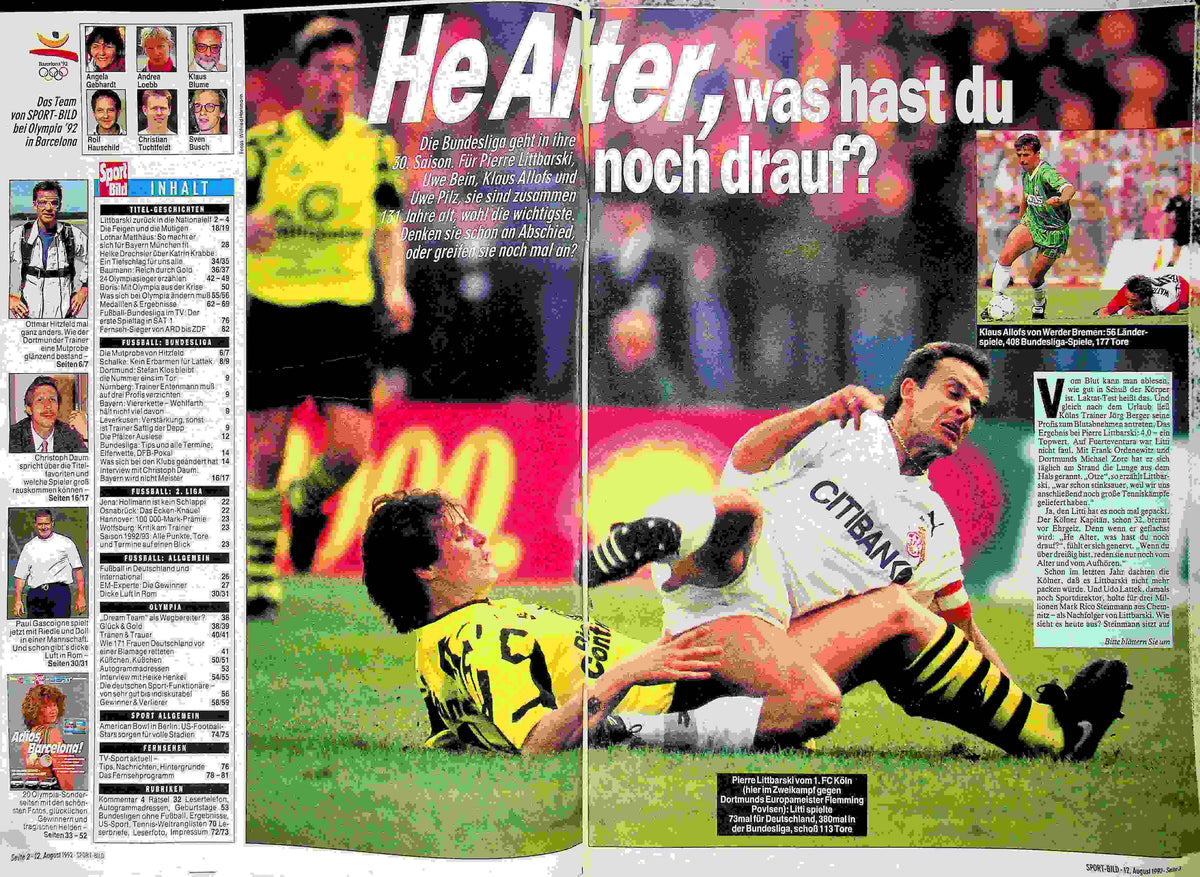 Inhaltsverzeichnis Sport Bild 34/1992