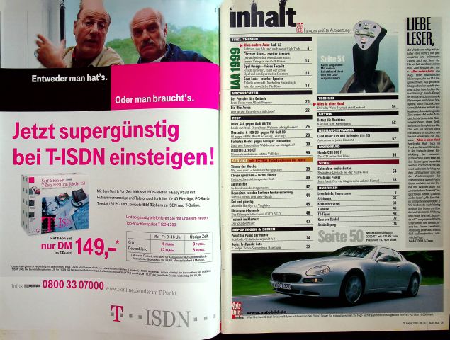 Inhaltsverzeichnis Auto Bild 34/1999