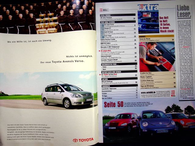 Inhaltsverzeichnis Auto Bild 34/2001