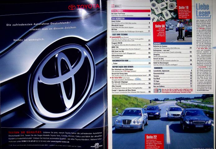 Inhaltsverzeichnis Auto Bild 34/2003