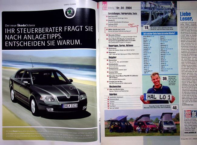 Inhaltsverzeichnis Auto Bild 34/2004