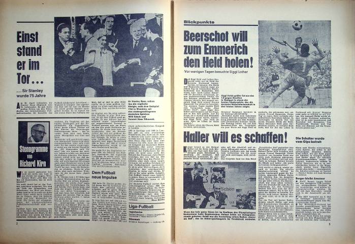 Inhaltsverzeichnis Kicker 35/1970