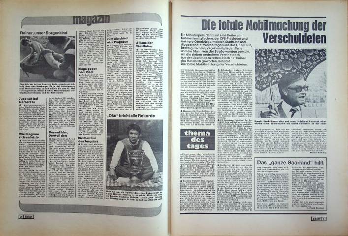Inhaltsverzeichnis Kicker 35/1978