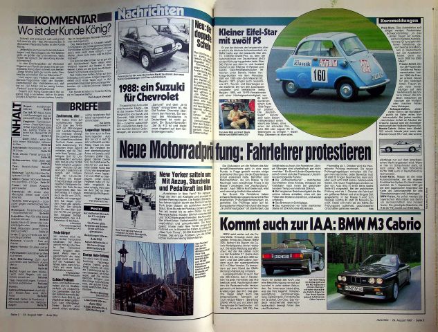 Inhaltsverzeichnis Auto Bild 35/1987