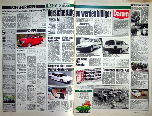 Inhaltsverzeichnis Auto Bild 35/1989