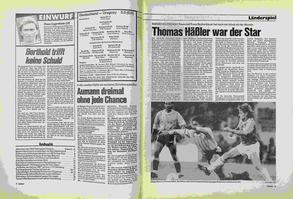 Inhaltsverzeichnis Kicker 35/1990