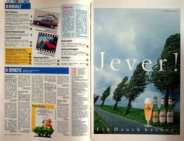 Inhaltsverzeichnis Auto Bild 35/1992