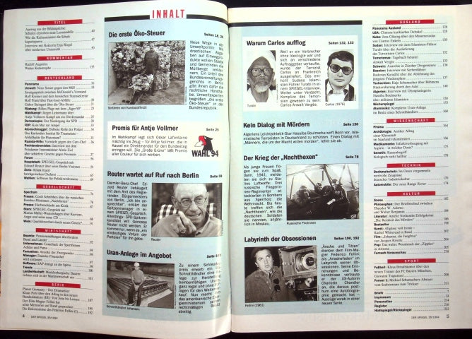 Inhaltsverzeichnis Spiegel 35/1994
