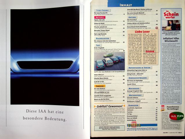 Inhaltsverzeichnis Auto Bild 35/1997