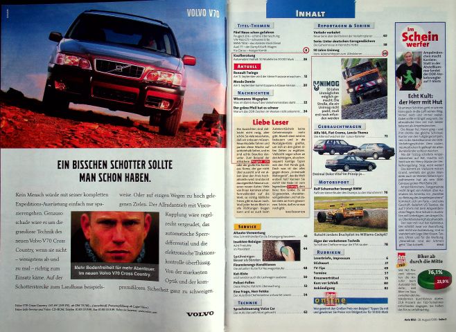 Inhaltsverzeichnis Auto Bild 35/1998