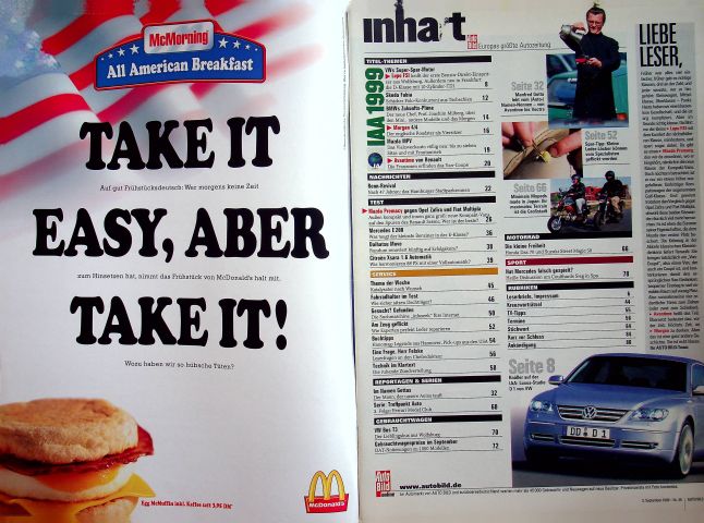 Inhaltsverzeichnis Auto Bild 35/1999