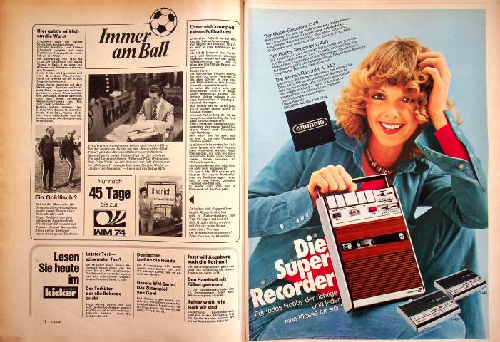 Inhaltsverzeichnis Kicker 36/1974