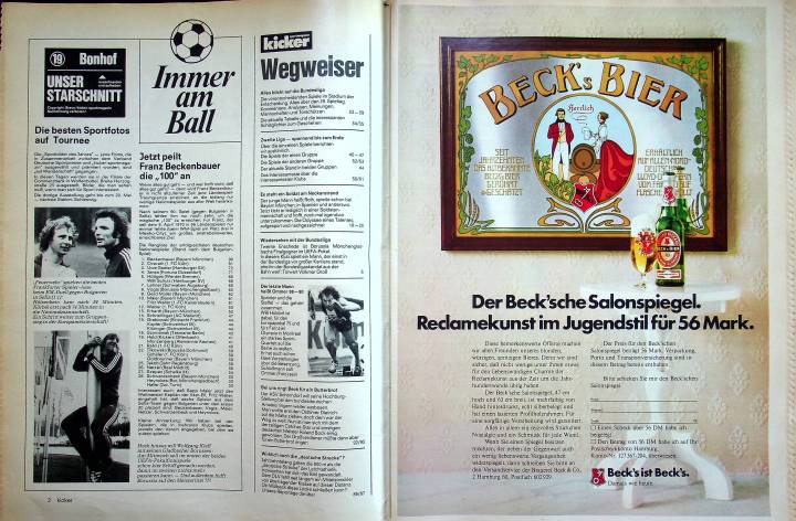 Inhaltsverzeichnis Kicker 36/1975