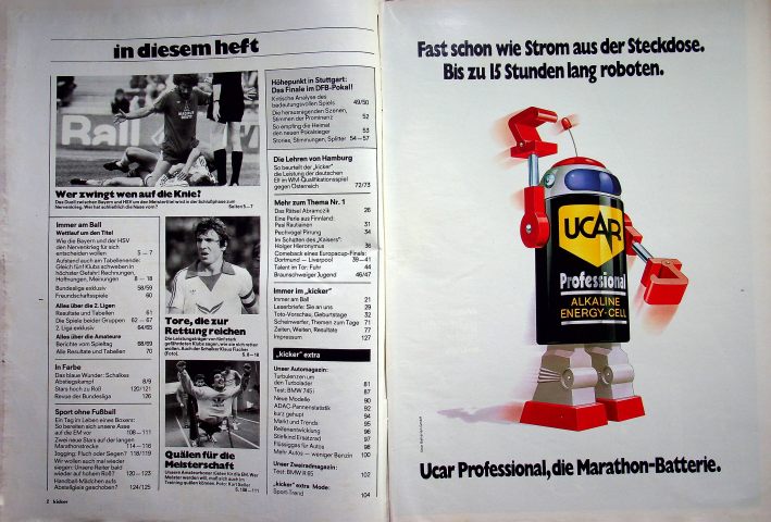 Inhaltsverzeichnis Kicker 36/1981