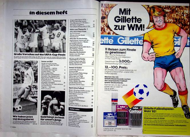 Inhaltsverzeichnis Kicker 36/1982