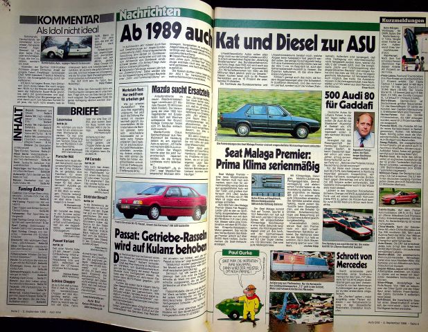 Inhaltsverzeichnis Auto Bild 36/1988