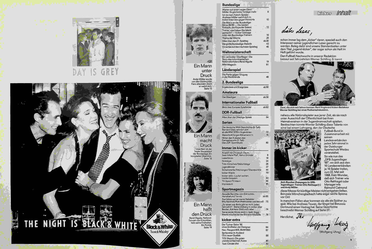 Inhaltsverzeichnis Kicker 36/1990