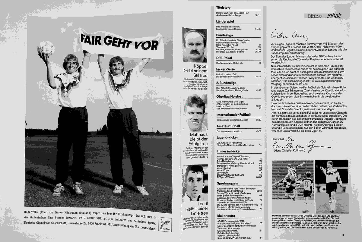 Inhaltsverzeichnis Kicker 36/1991