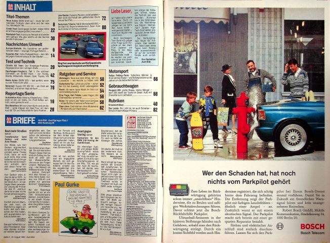Inhaltsverzeichnis Auto Bild 36/1992