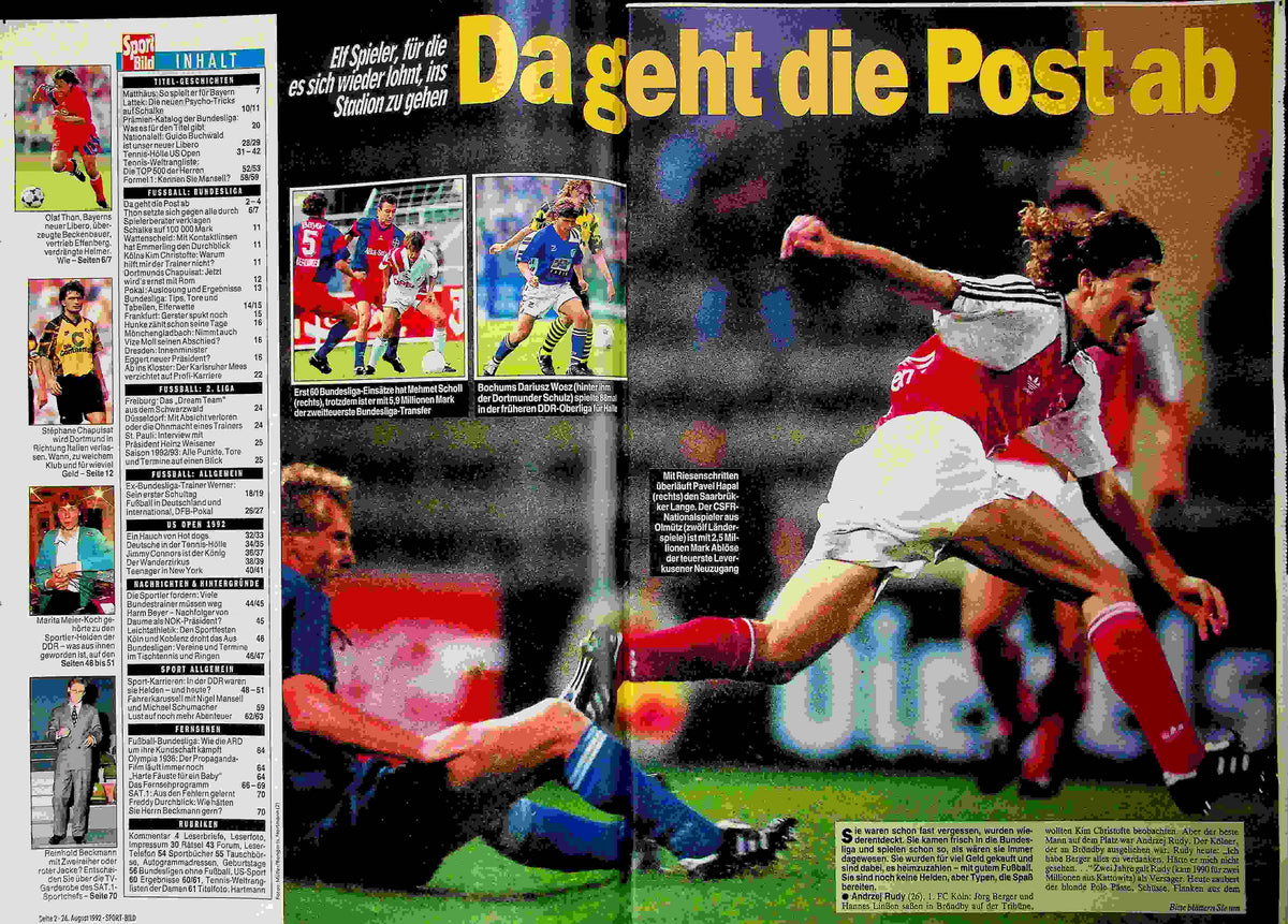 Inhaltsverzeichnis Sport Bild 36/1992