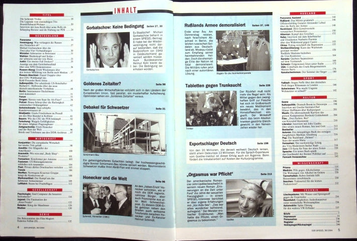 Inhaltsverzeichnis Spiegel 36/1994
