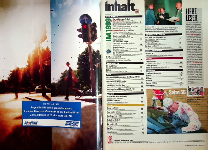 Inhaltsverzeichnis Auto Bild 36/1999