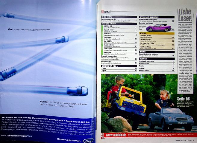 Inhaltsverzeichnis Auto Bild 36/2001