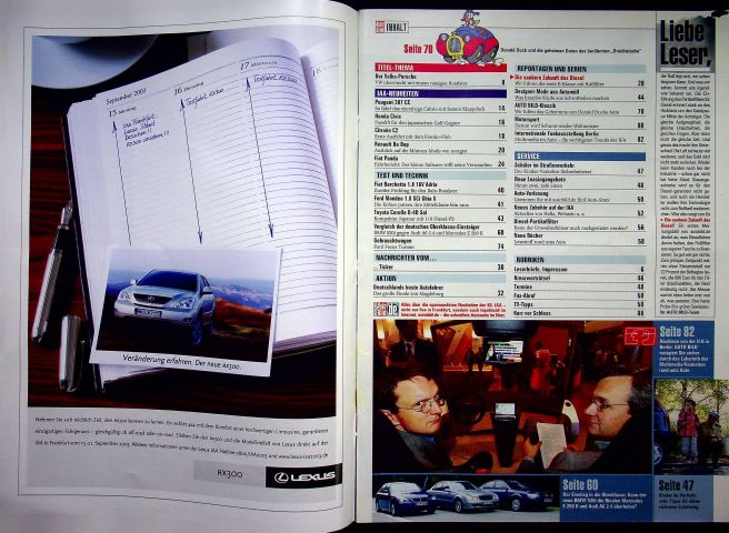 Inhaltsverzeichnis Auto Bild 36/2003