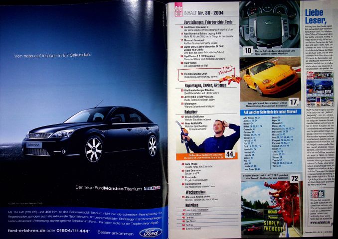 Inhaltsverzeichnis Auto Bild 36/2004