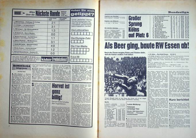 Inhaltsverzeichnis Kicker 37/1971